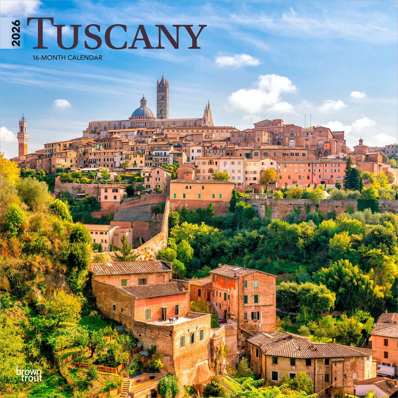 Tuscany | 2026 12 x 24 Inch (Hanging) Monthly Square Wall Calendar | Plastic-Free